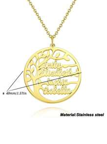 1 Stück personalisierte Lebensbaum-Anhänger Halskette für Frauen, individuell mit 1-4 Familiennamen, runde Halskette aus Edelstahl, Farbe silbrig-gold, Geschenke für Familie, Muttertags-Geschenke, Vatertags-Geschenke, individualisierte Familien-Namens-Schmuckhalskette
