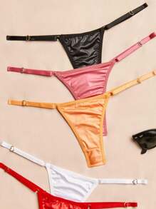 Double Thread Panties Kit Cirrê Shiny Sexy Sexy Lingerie With Love Heart Adjustment - 彩色 - 查看 2