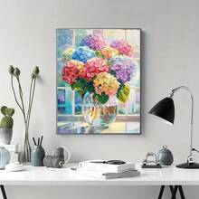 Frameless 5D Diamond Painting Kit, Hydrangea Flowers, Full Round Diamond DIY Diamond Painting Picture, Suitable For Adults And Beginners, Exquisite Wall Decor For Home, Bedroom, Office, 12x16 Inches