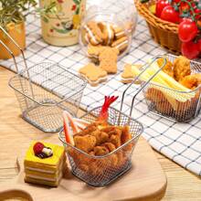1/5 Pieces Mini Square Fry Basket Steel French Fry Chip Basket Food Baskets For Serving Stainless Steel Fry Basket With Handle Reusable Fries Holder Mini Deep Fryer With Basket For Home Decor