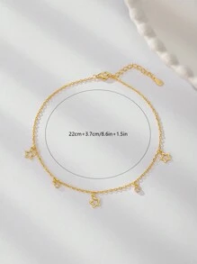 1 pieza Tobillera de plata de ley 925 con diseño de estrellas vivas y lindas, regalo de cumpleaños de moda, uso diario