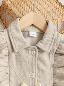 婴儿提花长袖连衣裙 - 卡其色 - 查看 3