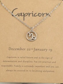 1pc 12 Constellations Symbol Stainless Steel Pendant Necklace With Stainless Steel Chain - Silver - View 7