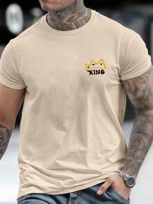 King Make Money Not Friend Printed Men's T-Shirt 100% Cotton 30.1 Combed - Beis - Ver 4