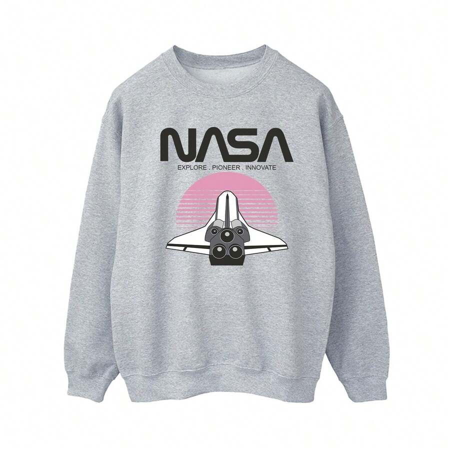 NASA Womens/Ladies Space Shuttle Sunset Sweatshirt (Sports Grey) - Space Grey - View 1