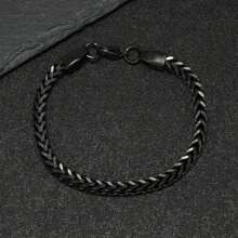 1 件不锈钢时尚哥特式男士多款黑色链式手链，适合男士日常着装或送礼 - 黑色 - 查看 2