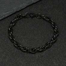 1 件不锈钢时尚哥特式男士多款黑色链式手链，适合男士日常着装或送礼 - 黑色 - 查看 4