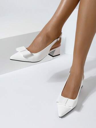 新款时尚女白色高跟鞋粗跟凉鞋尖头玛丽珍鞋适合夏秋冬