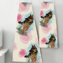 1 件狗 & 甜甜圈 & 爱 & 坐骑 3D 图案亚麻围裙适用于厨房烹饪家居使用 - 彩色 - 查看 7