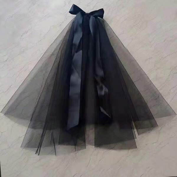 2 piezas Velo retro negro con lazo, tocado gótico lolita para cumpleaños, boda, sesión fotográfica, Halloween