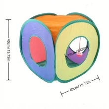 Square Cat Rainbow Tunnel, Christmas Tunnel, Foldable Cat Crawl Tube, Pet Cat Hideaway Toy - Multicolor - View 2
