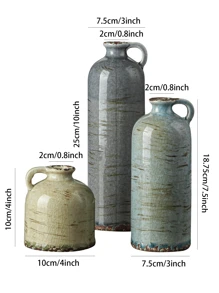 3 Hand-Made Ceramic Bohemian Vases Of Different Sizes, Rustic Farmhouse Style, Perfect For Living Room Decor, Dining Room Decor, Tabletop Decor And Holiday Gift-Giving. Gifts Birthday Graduation Home Decor Flower Vase Glass Vase