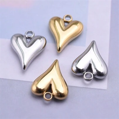 5 stks minimalistische roestvrij staal goud en zilver hart hanger bedels voor doe-het-zelf sieraden maken ketting armband oorbellen accessoires