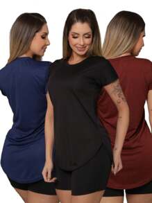 Kit 3 Blusa Feminina Tapa Bumbum Dry Fit Academia Fitness Lisa