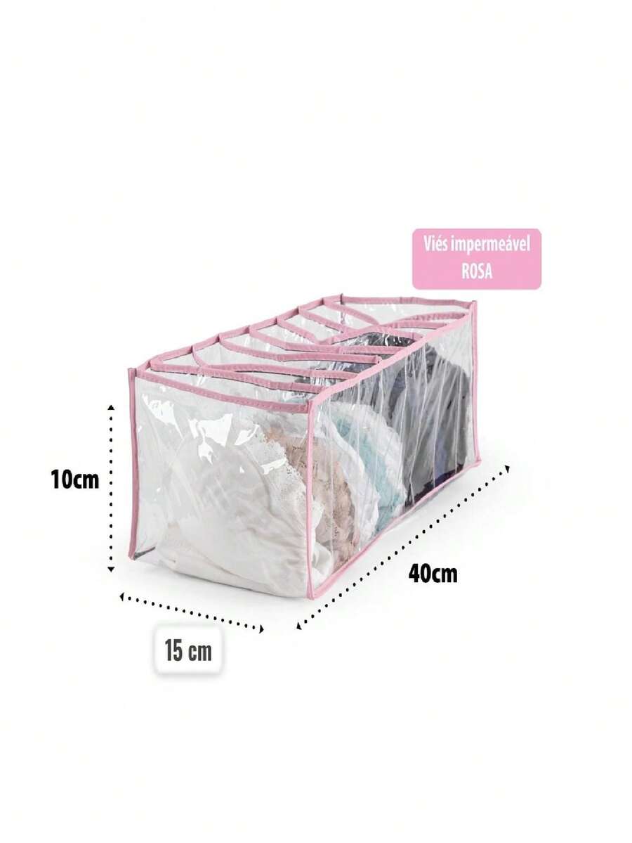 Hive Clothes Drawer Organizer Small 10x15x40 Washable PVC Bias Finish - Màu hồng gỉ - Xem 1