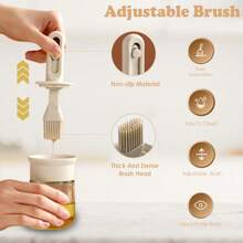 酱汁和油瓶，带可调节硅胶刷，适用于烹饪烧烤厨房 - 分离油和刷子 - 5 盎司（150 毫升）