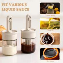 酱汁和油瓶，带可调节硅胶刷，适用于烹饪烧烤厨房 - 分离油和刷子 - 5 盎司（150 毫升）