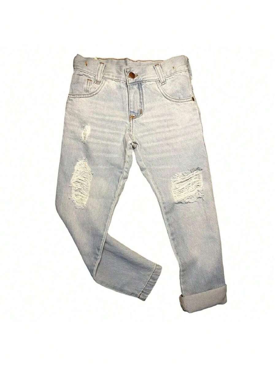 Young Boy Destroyed Jeans - 淺色水洗藍 - 查看 1