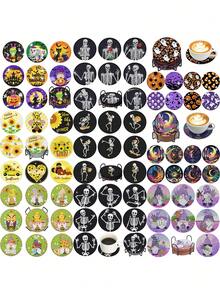 8pcs/Set DIY Halloween Diamond Painting Coasters, Handmade Crystal Rhinestone Table Mats - CM112 - View 1