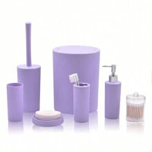 1件-7件/套浴室洗漱用品套装，包括花卉罐、牙刷杯、透明皂液器、马桶刷、漱口杯、垃圾桶家居浴室装饰秋季装饰返校 - 黑色 - 查看 36