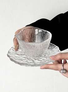 1件/2件（杯+碟）日式糖水碗、可爱少女鸟巢酸奶碗、高档玻璃碗盘套装、甜品碗 - 無色 - 查看 5