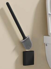 1 件黑色硅胶马桶刷，长柄柔性清洁器，迷你浴室刷，速干支架，浴室配件，浴室装饰，秋季装饰 - 彩色 - 查看 2