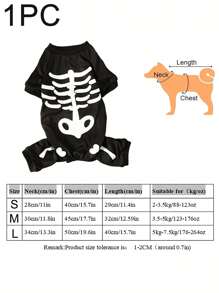 1PC Pet Halloween Glow-In-The-Dark Skull Costume Cat Costume Small And Medium-Sized Dog Cat Puppy, Fun Dog Cosplay Costume, Dog Cape Halloween Party Costume Halloween Halloween Costumes - Multicolor - View 2