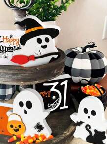 Wooden Ghost Tiered Tray Decor Wooden Table Sign For Home Decor