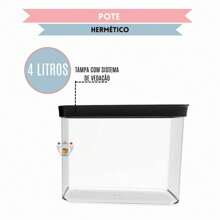 Pote Hermético Cozinha  4 Litros Pote Hermetico 4000ml Porta Mantimentos para grãos arroz ração Resistente - Vermelho - Visão 2