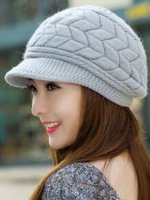 Polyester Baskenmütze für Damen, lässig, elegant, vintage und warm gestrickt, für den Winter