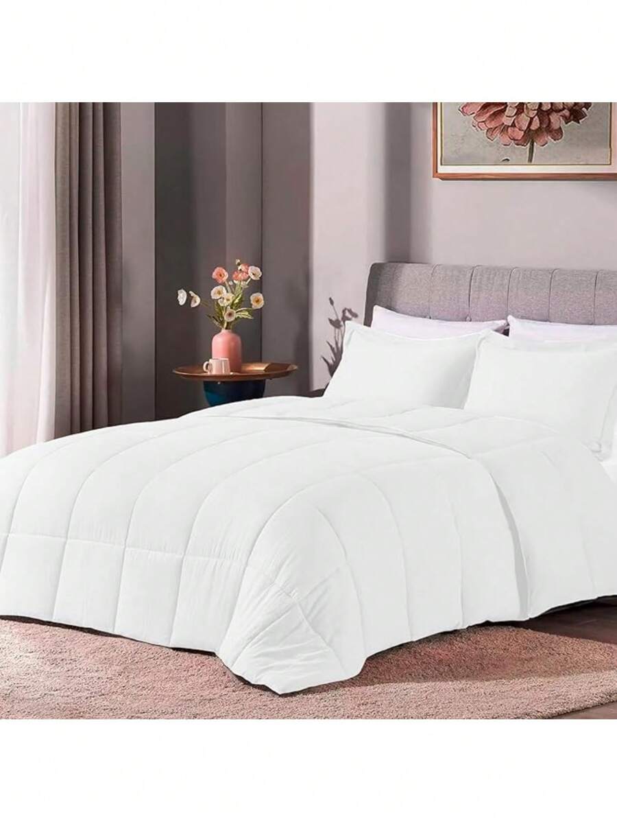 Bluelander Edredón Queen Acolchado, Suave, Hipoalergénico, Acolchado para Toda Estación, Reversible y Ligero - Blanco - Ver 1