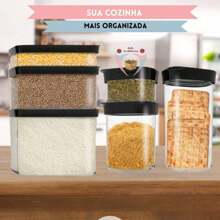 Kit Com 3 Potes Herméticos Cozinha Conjunto De Potes Hermeticos Pequenas Porcoes Para Biscoitos Doces  Farinha  Temperos Porta Mantimentos