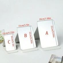 1pc Folding Makeup Mirror With Cosmetic Desktop Standing For Travel, Vanity Table, Room Decor, Dormitory, Beauty Gifts (Rectangular)(Carton Packaging) - Black - View 9