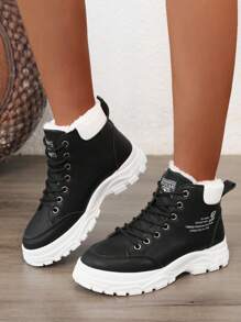 2024 Nuevas botas de nieve de invierno para mujer de talla grande, estilo coreano, informales, con forro térmico, calientes y versátiles para estudiantes