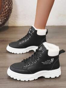 2024 Nuevas botas de nieve de invierno para mujer de talla grande, estilo coreano, informales, con forro térmico, calientes y versátiles para estudiantes