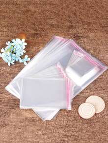 100 Stücke klare selbstklebende Plastiktüten, Geschenkverpackungstüten in mehreren Größen, OPP-Qualitätsmaterial Versandbeutel, geeignet für Grußkarten, Bücher, Büromaterial Versand und Verpackung, wasserdicht und staubdicht, für Geschenkverpackung und Büro-/Schulbedarf Organisation - Transparent - Übersicht 2