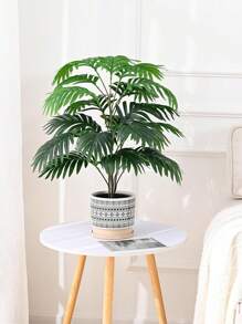 1pc, 23.6in/60cm, Artificial Tropical Plant, Artificial Indoor Outdoor Green Tropical Plant, Artificial Hawaiian Palm Green Leaves, 18-Fork Large Artificial Ruscus Leaves, Fake Plastic Green Sea Turtle Leaves, Tropical Artificial Palm Leaves, Large Size Plastic Palm Plant Leaves, Realistic Texture Leaf Home Garden Decor (Unassembled) (No Pot)