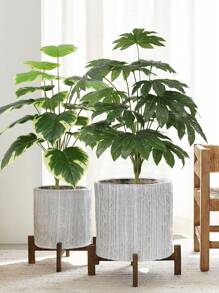 1pc, 23.6in/60cm, Artificial Tropical Plant, Artificial Indoor Outdoor Green Tropical Plant, Artificial Hawaiian Palm Green Leaves, 18-Fork Large Artificial Ruscus Leaves, Fake Plastic Green Sea Turtle Leaves, Tropical Artificial Palm Leaves, Large Size Plastic Palm Plant Leaves, Realistic Texture Leaf Home Garden Decor (Unassembled) (No Pot)