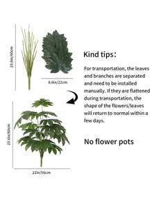 1pc, 23.6in/60cm, Artificial Tropical Plant, Artificial Indoor Outdoor Green Tropical Plant, Artificial Hawaiian Palm Green Leaves, 18-Fork Large Artificial Ruscus Leaves, Fake Plastic Green Sea Turtle Leaves, Tropical Artificial Palm Leaves, Large Size Plastic Palm Plant Leaves, Realistic Texture Leaf Home Garden Decor (Unassembled) (No Pot)