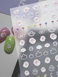 MAOMIA 1pc Cartoon Sheep Nail Art Sticker, DIY Cute Style Nail Decoration Sticker - Multicolor - View 4