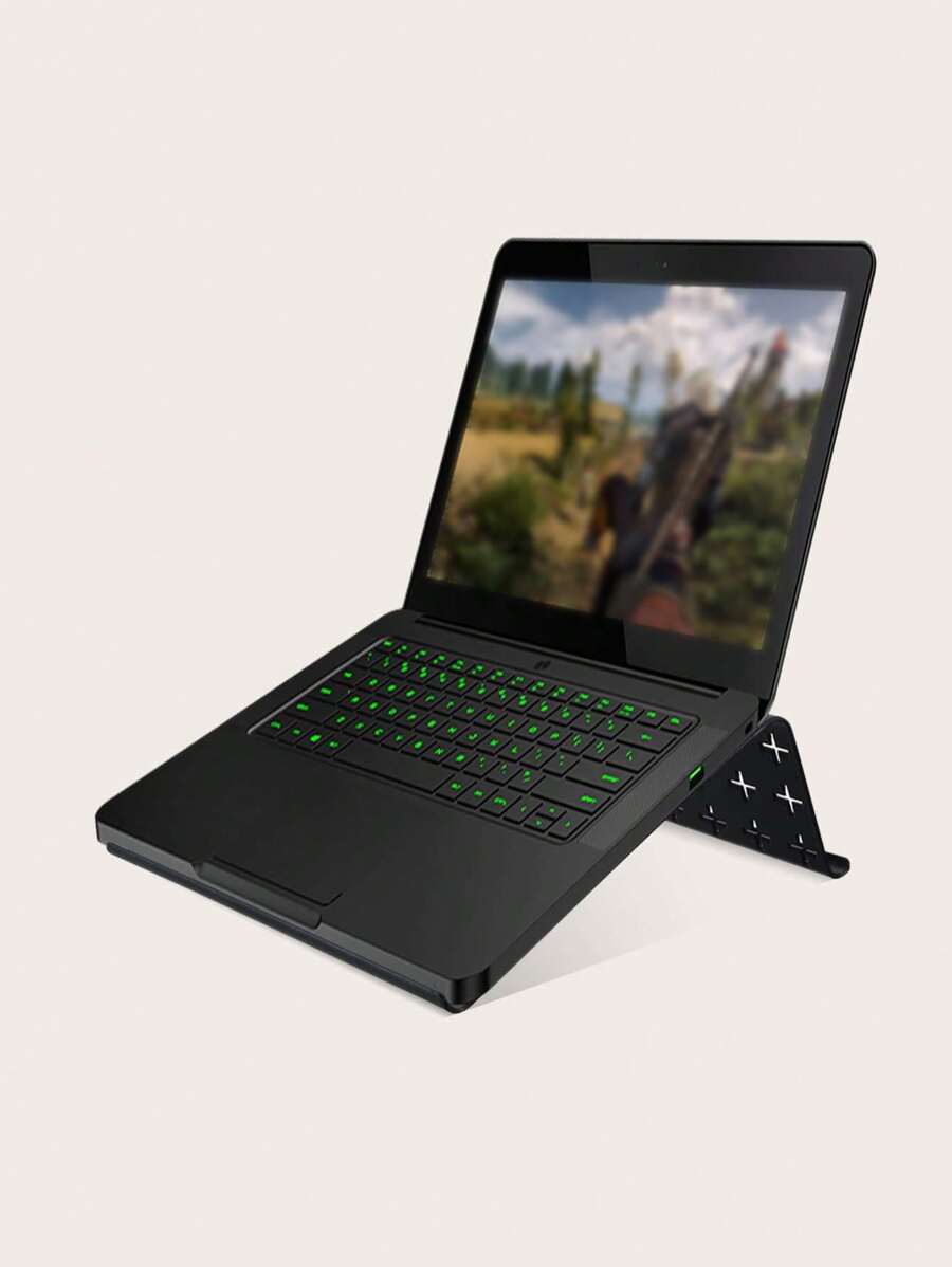 Desktop Hollow Out Laptop Stand - Black - View 1