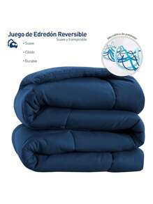 Bluelander Edredón Queen Acolchado, Suave, Hipoalergénico, Acolchado para Toda Estación, Reversible y Ligero - Azul - Ver 4