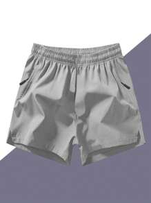 Bộ 3 quần short thể thao thường ngày cho bé trai tuổi teen, thích hợp cho hoạt động ngoài trời, mùa xuân và mùa hè. - màu đen - Xem 6