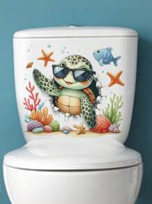 mama look 1 件/2 件/3 件卡通海洋动物马桶贴纸适用于浴室马桶贴纸装饰可移除 PVC 马桶座贴花壁画、贴纸、墙贴花、乙烯基贴花用于家居装饰、春季装饰品让您的家焕然一新、拉玛装饰贴纸 - 彩色 - 查看 18