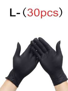 30/60/100 只/袋粉色、白色、蓝色、紫色、黑色一次性丁腈手套，非常适合厨房、洗碗、清洁、美容院、染发、酒店、防水、清洁、洗衣、以及水产养殖食品加工家庭清洁日常使用和 DIY 树脂制作工具，不含乳胶、无粉、厨房、浴室、家庭、家居用品