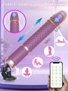 Vibrador con dildo con movimiento de embestida, control por aplicación, estimulador vaginal y de punto G, masajeador automático ascendente y descendente, retráctil, juguete sexual para adultos mujeres