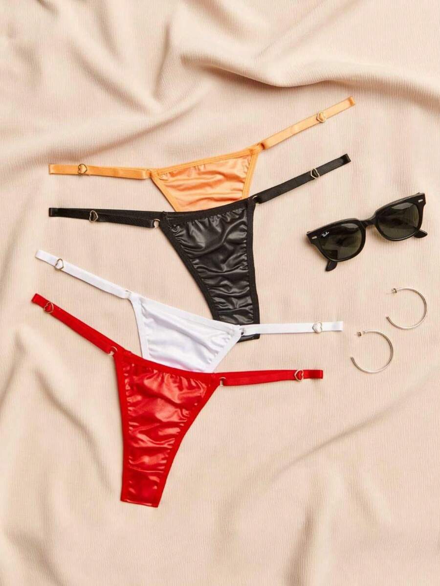Double Thread Panties Kit Cirrê Shiny Sexy Sexy Lingerie With Love Heart Adjustment - 彩色 - 查看 1