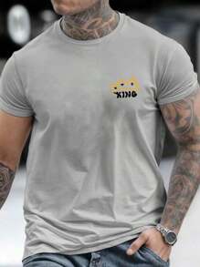 King Make Money Not Friend Printed Men's T-Shirt 100% Cotton 30.1 Combed - Xám - Xem 4