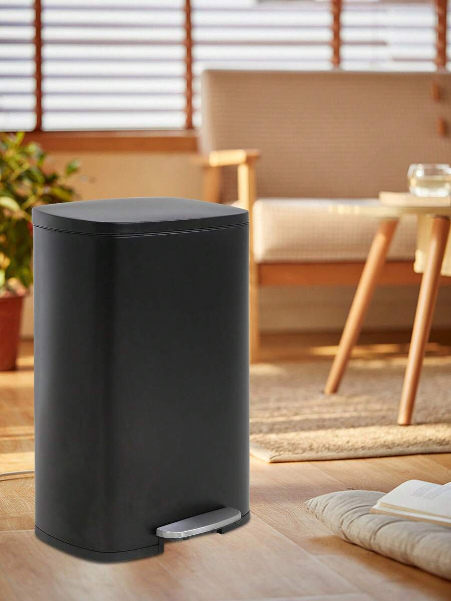 13 Gallon Trash Can, Fingerprint Proof Kitchen Garbage Can With Removable Inner Bucket And Hinged Lids, Pedal Rubbish Bin For Home Office - Thép không gỉ - Xem 1