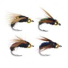 Bead Head Nymph Scud Fly Bug Worm Trout Fishing Flies Artificial Insect Fishing Bait Lure - Black - View 4